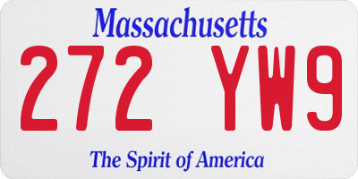 MA license plate 272YW9