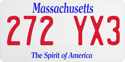MA license plate 272YX3