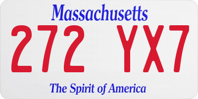 MA license plate 272YX7