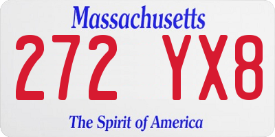 MA license plate 272YX8