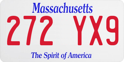 MA license plate 272YX9
