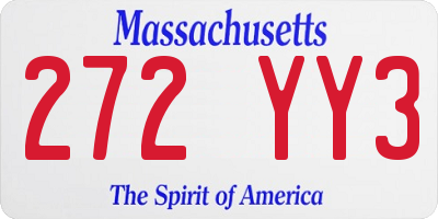 MA license plate 272YY3