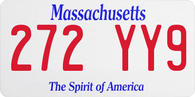 MA license plate 272YY9