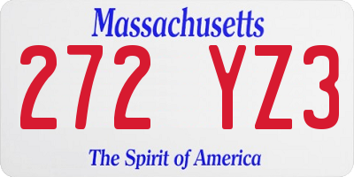 MA license plate 272YZ3