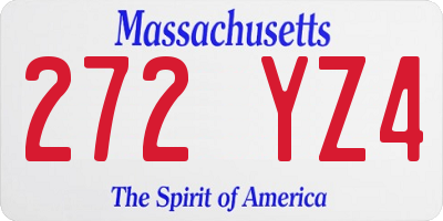 MA license plate 272YZ4