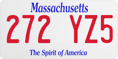 MA license plate 272YZ5