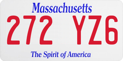 MA license plate 272YZ6