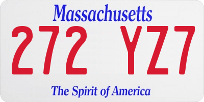 MA license plate 272YZ7