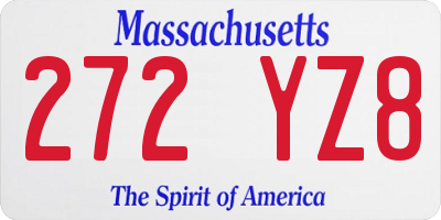 MA license plate 272YZ8