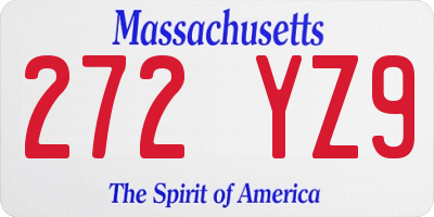 MA license plate 272YZ9