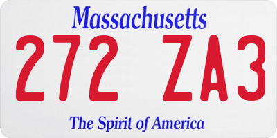 MA license plate 272ZA3