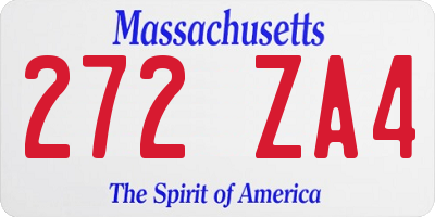 MA license plate 272ZA4