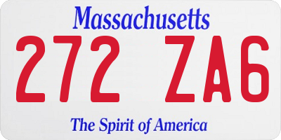 MA license plate 272ZA6