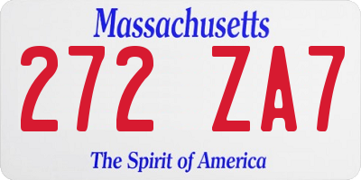 MA license plate 272ZA7