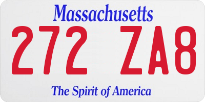 MA license plate 272ZA8