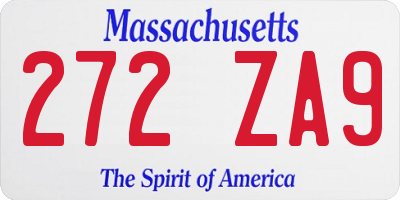 MA license plate 272ZA9