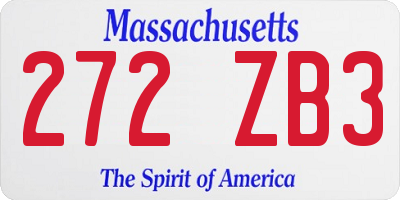 MA license plate 272ZB3