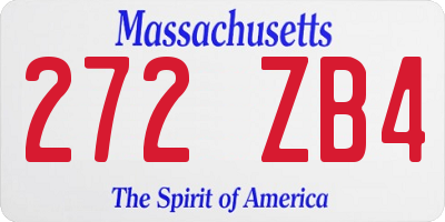 MA license plate 272ZB4