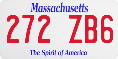 MA license plate 272ZB6