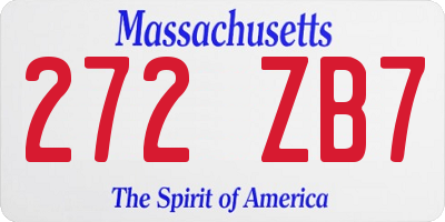 MA license plate 272ZB7