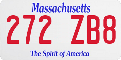 MA license plate 272ZB8