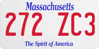 MA license plate 272ZC3