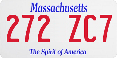 MA license plate 272ZC7