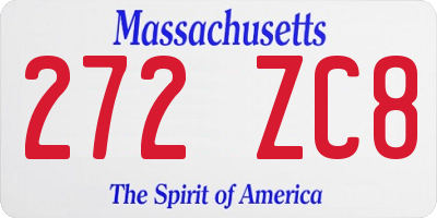 MA license plate 272ZC8