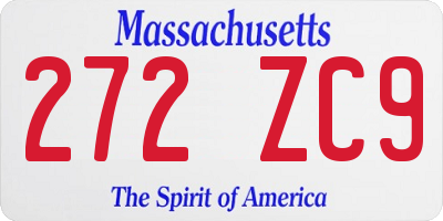 MA license plate 272ZC9