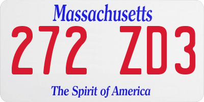 MA license plate 272ZD3