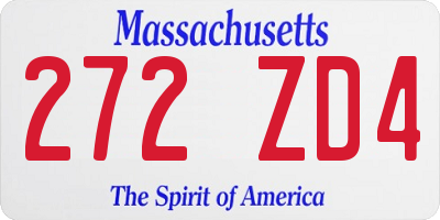 MA license plate 272ZD4