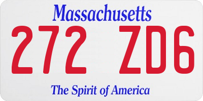MA license plate 272ZD6