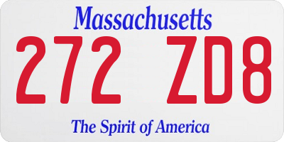 MA license plate 272ZD8