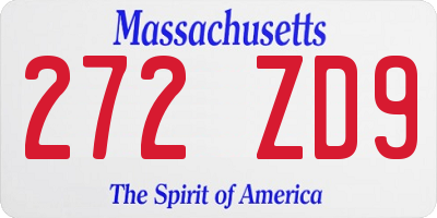 MA license plate 272ZD9