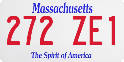 MA license plate 272ZE1