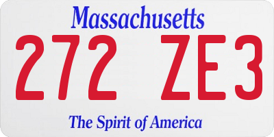 MA license plate 272ZE3