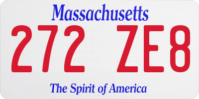 MA license plate 272ZE8