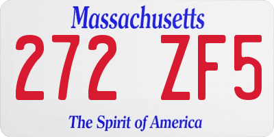 MA license plate 272ZF5