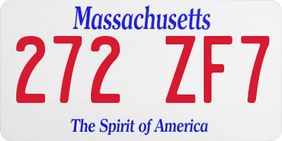MA license plate 272ZF7