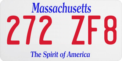 MA license plate 272ZF8