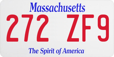 MA license plate 272ZF9