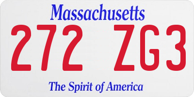 MA license plate 272ZG3