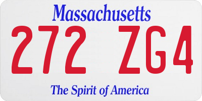 MA license plate 272ZG4