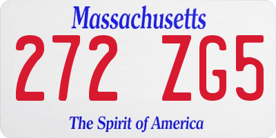 MA license plate 272ZG5