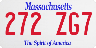 MA license plate 272ZG7