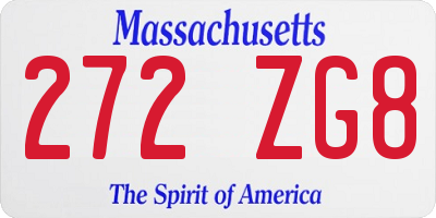 MA license plate 272ZG8