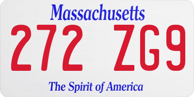 MA license plate 272ZG9