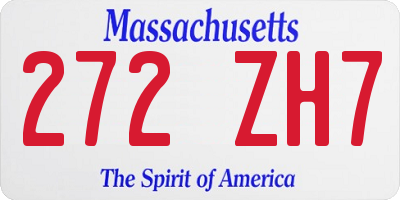 MA license plate 272ZH7