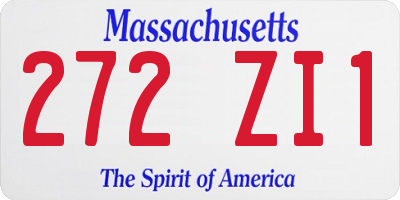 MA license plate 272ZI1