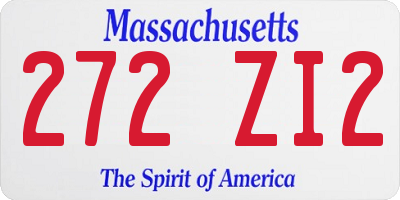MA license plate 272ZI2